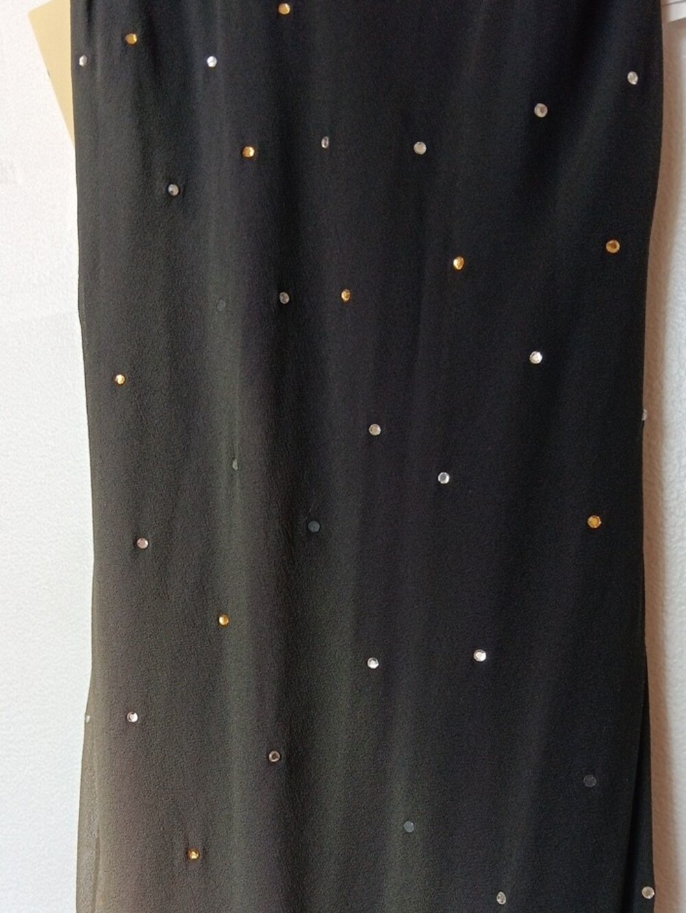 Vintage Beaded Ombre Spaghetti-Strap Maxi Dress in Black and Tan 606 - Picture 6 of 16